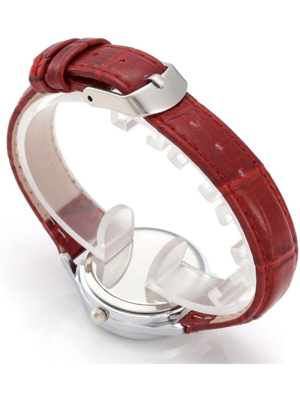 Women's Red Analog Quartz Leather Roman Numerals Casual Classic Wrist Watch - Picture 3 of 7